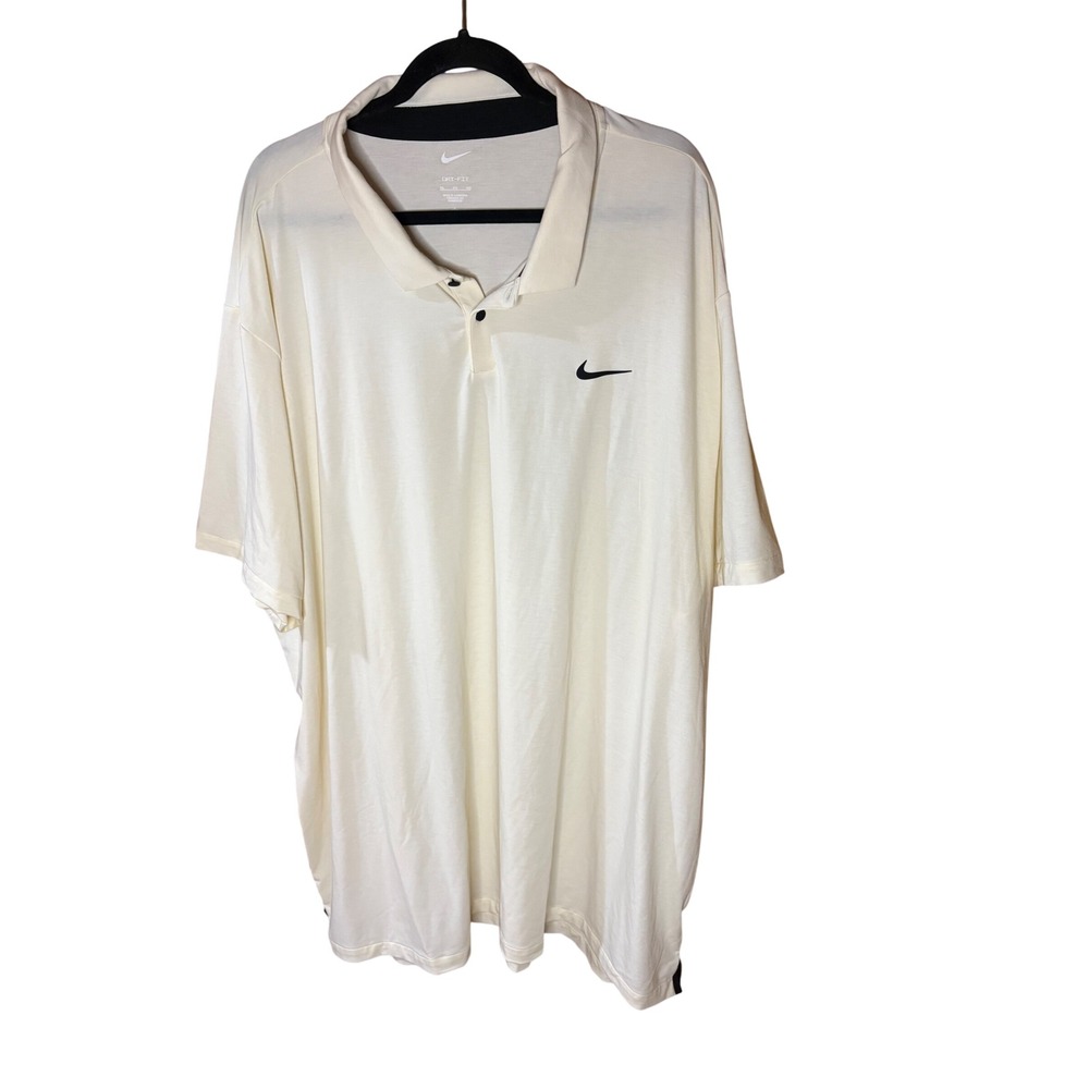 Nike Dri-FIT Polo Shirt Mens 4XL Cream Off White Short Sleeve Golf Top